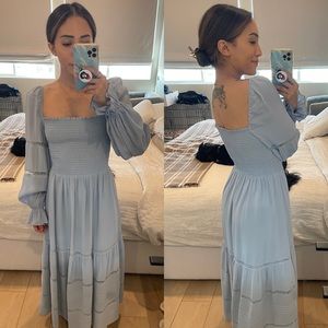 Reformation Blue Long Sleeve Dress, Size 0